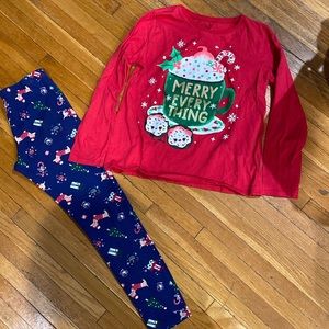 Girls Holiday leggings and Merry Everything tshirt size 10/12